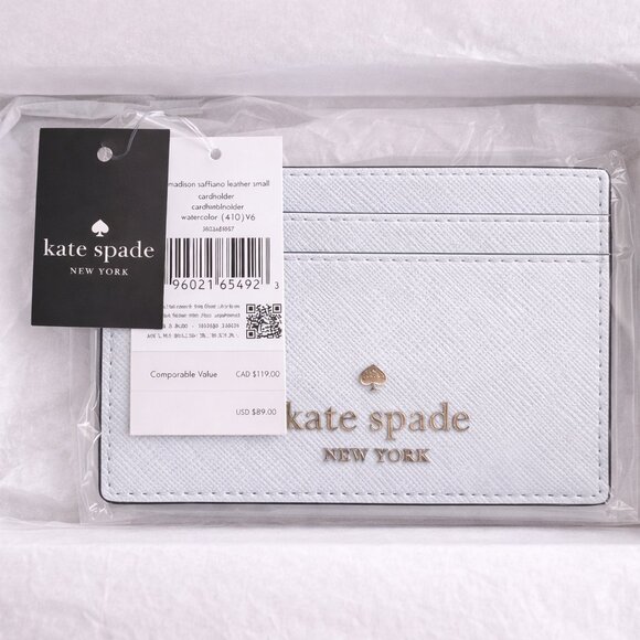 NWT Kate Spade Madison Saffiano Leather Card Case in Watercolor Baby Blue - Picture 3 of 5
